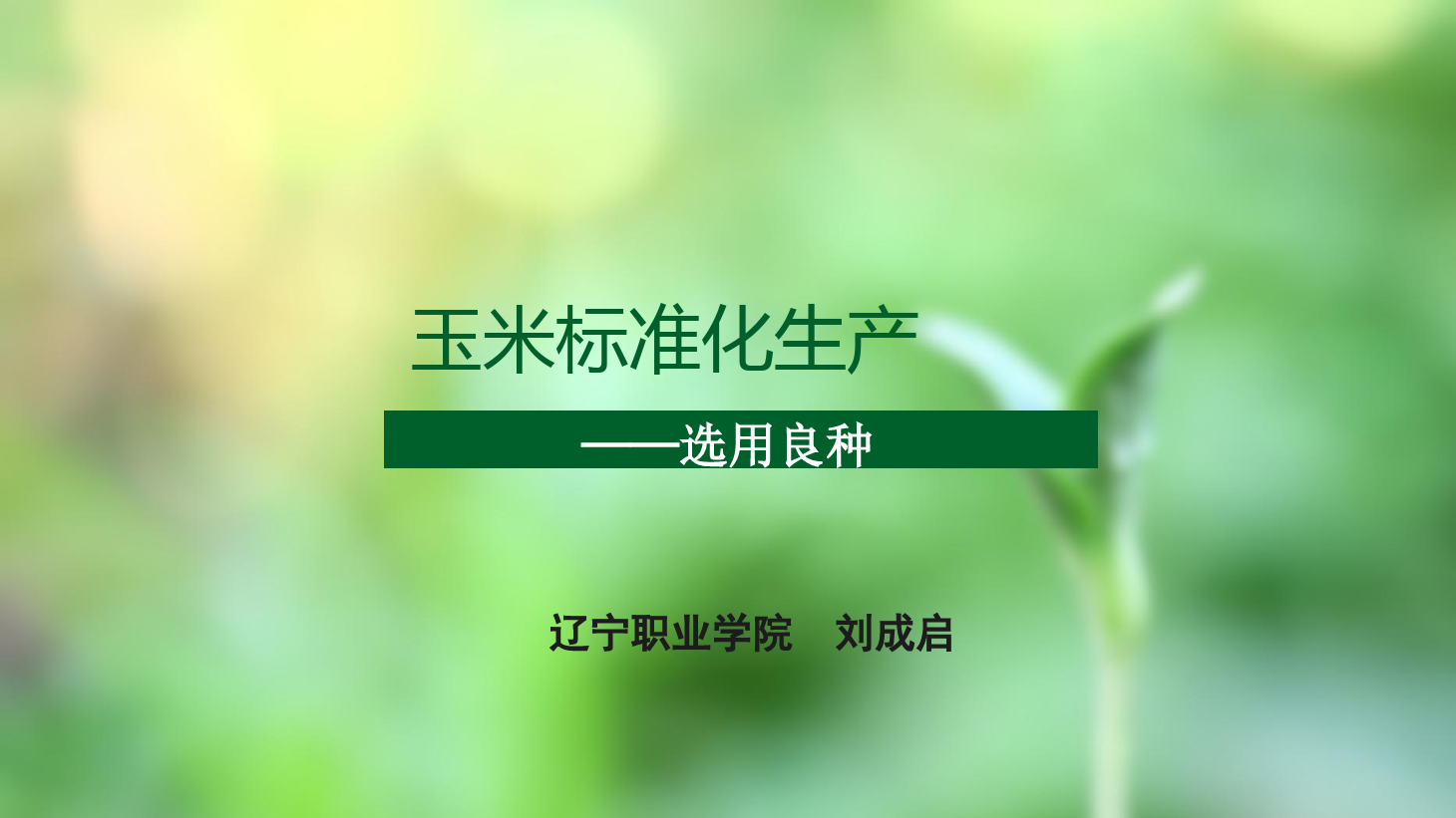 <em>課件</em>：<em>作物</em><em>生產</em><em>與</em><em>經營管理</em><em>專業</em>《玉米<em>標準化</em><em>生產</em>—選用良種》